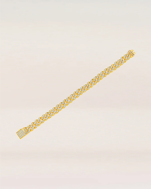 Light of Faith 18K Gold Iced Out Cuban Link Bracelet | 8mm VVS Moissanite