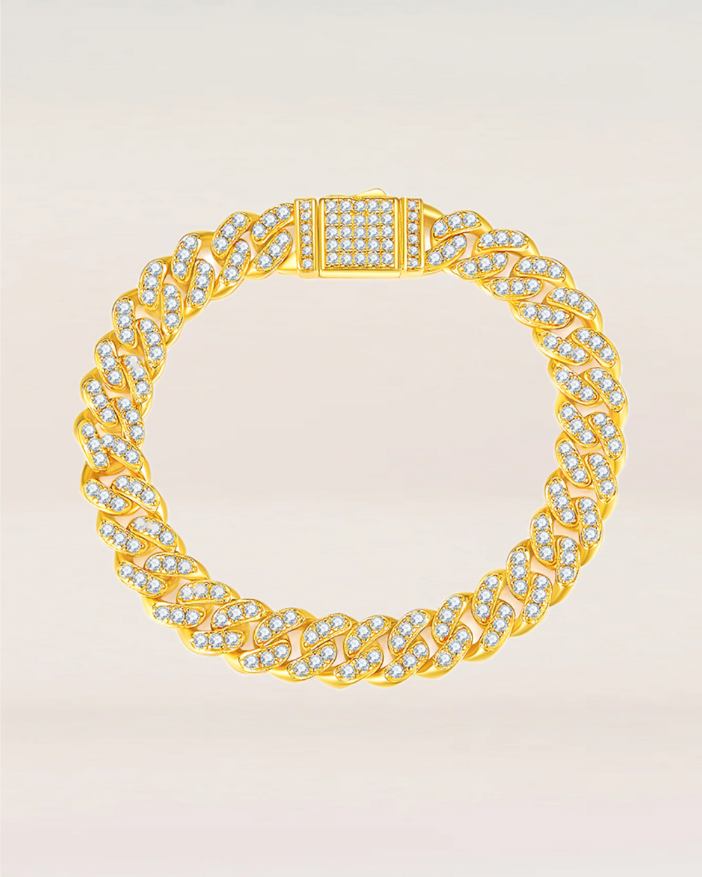 Light of Faith 18K Gold Iced Out Cuban Link Bracelet | 8mm VVS Moissanite