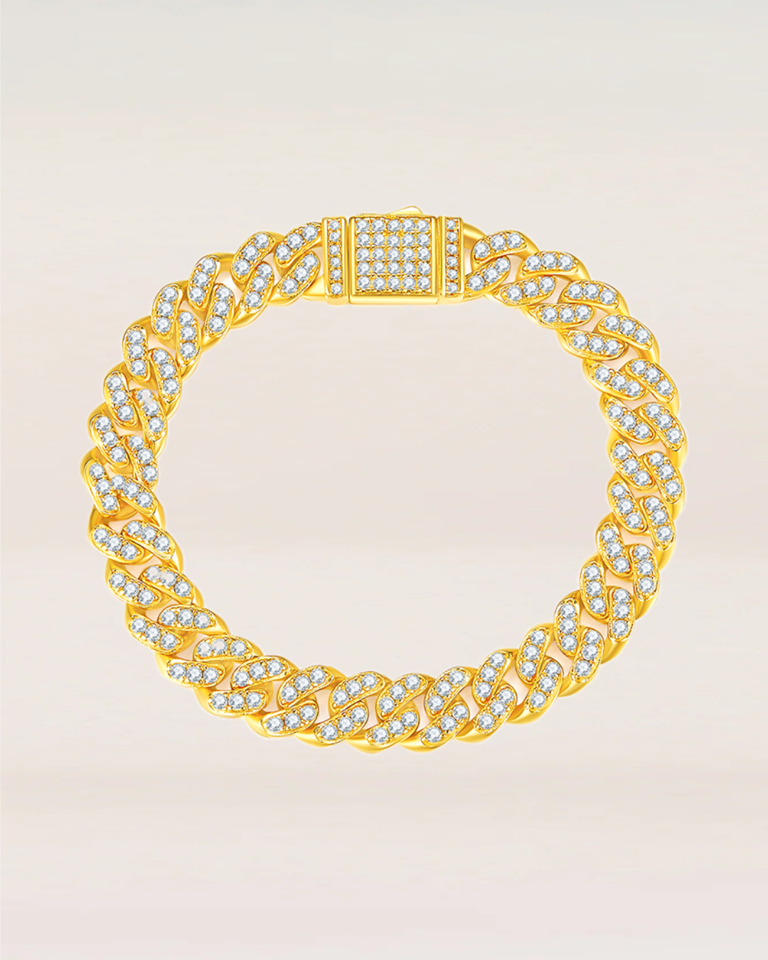 Light of Faith 18K Gold Iced Out Cuban Link Bracelet | 8mm VVS Moissanite