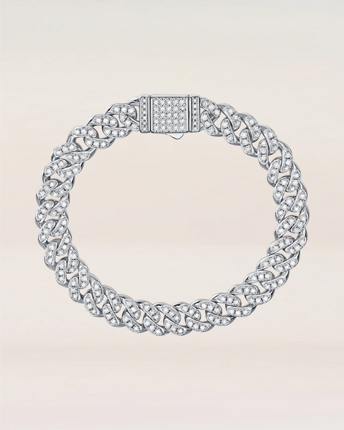 Light of Faith 18K Gold Iced Out Cuban Link Bracelet | 8mm VVS Moissanite